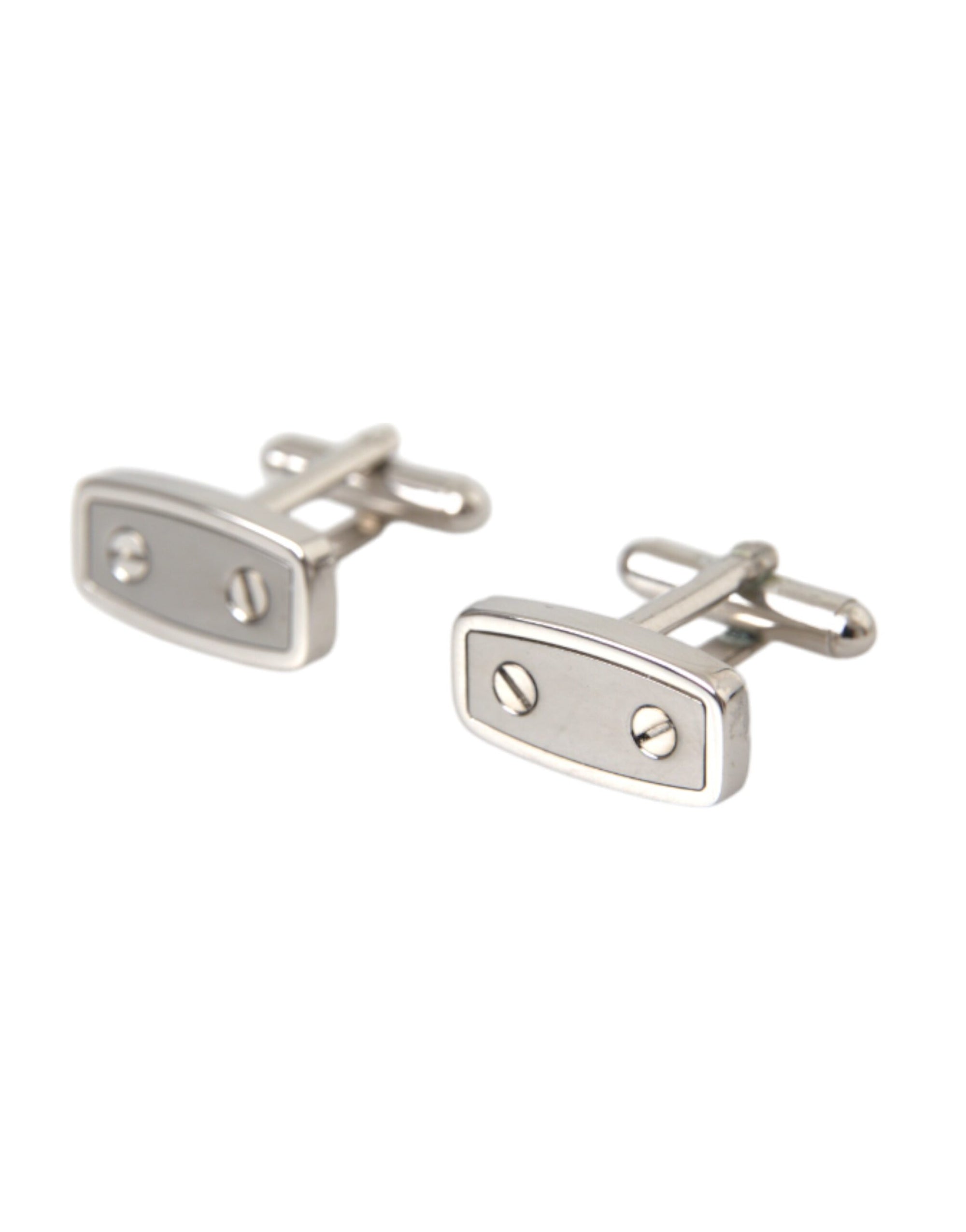 Boutons de manchette Dolce &amp; Gabbana pour homme en métal plaqué argent et laiton