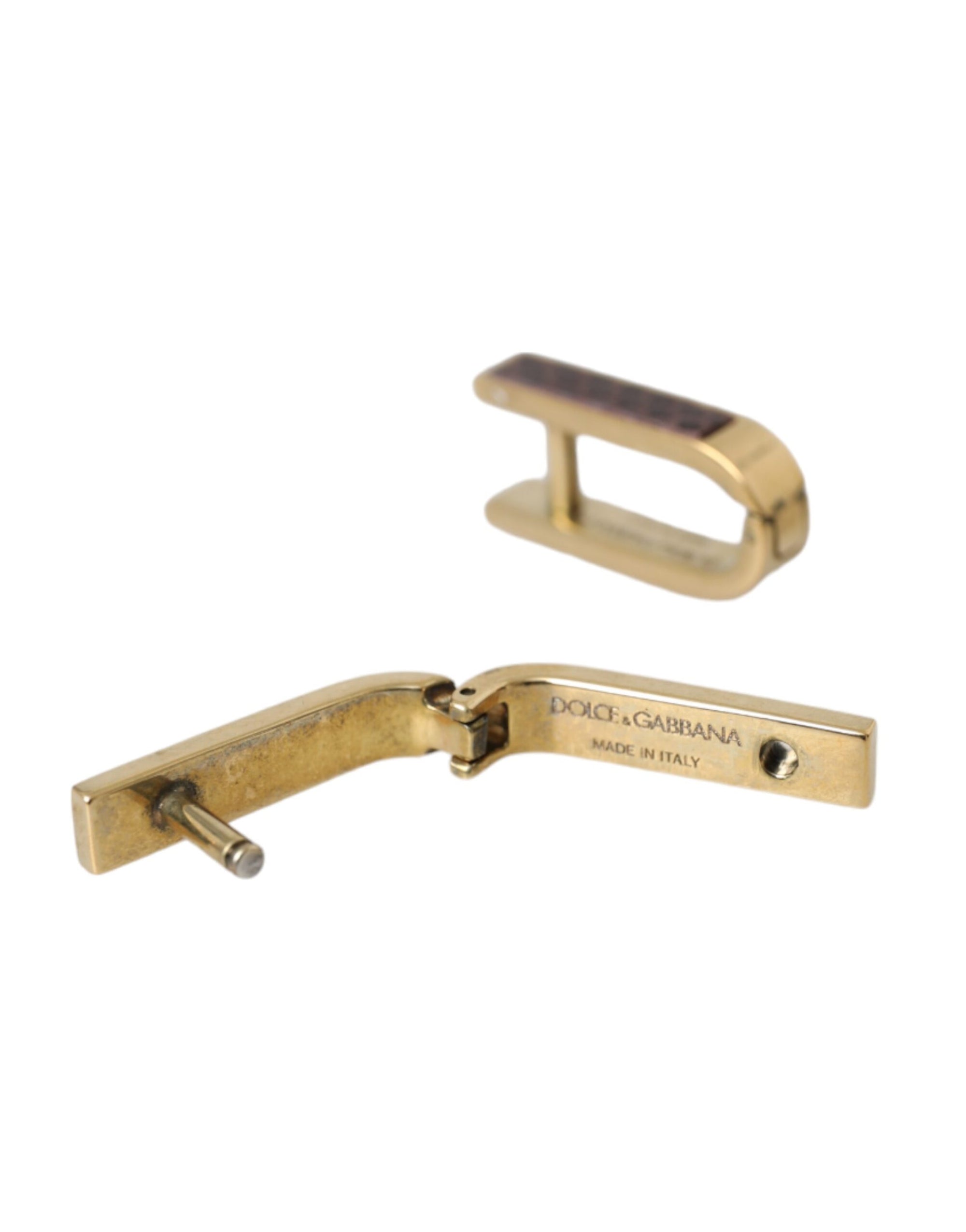Boutons de manchette Dolce &amp; Gabbana pour homme en laiton plaqué or