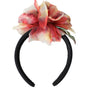 Dolce & Gabbana Rose Pink Silk Floral Black Tiara Women Hairband Diadem