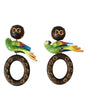 Dolce & Gabbana Multicolor Parrot Wood Brass Crystal Embellished Earrings