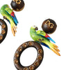 Dolce & Gabbana Multicolor Parrot Wood Brass Crystal Embellished Earrings