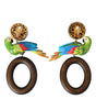 Dolce & Gabbana Multicolor Parrot Wood Brass Crystal Embellished Earrings