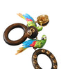 Dolce & Gabbana Multicolor Parrot Wood Brass Crystal Embellished Earrings