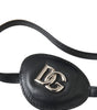 Dolce & Gabbana Black Calfskin Leather Metal DG Logo Eye Patch