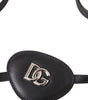 Dolce & Gabbana Black Calfskin Leather Metal DG Logo Eye Patch