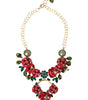 Dolce &amp; Gabbana Gold Brass Link Chain RosePetal Crystal Pendant Necklace