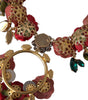 Dolce &amp; Gabbana Gold Brass Link Chain RosePetal Crystal Pendant Necklace