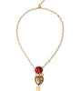 Collier Dolce & Gabbana en laiton doré avec pendentif en cristal rose Sacré-Cœur