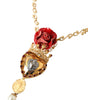 Collier Dolce & Gabbana en laiton doré avec pendentif en cristal rose Sacré-Cœur