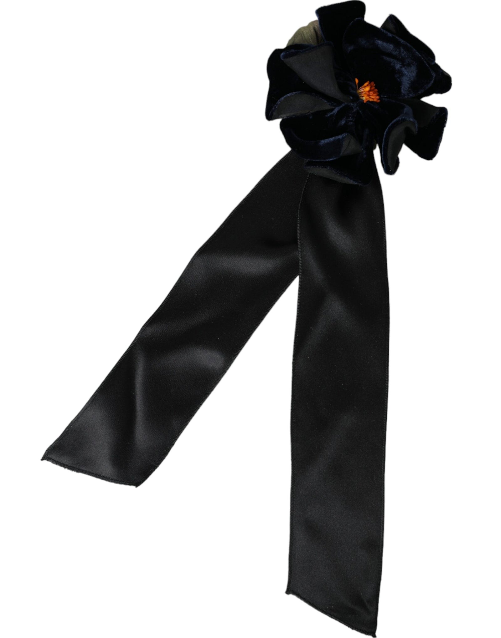 Broche à cheveux florale en soie noire et laiton doré Dolce & Gabbana