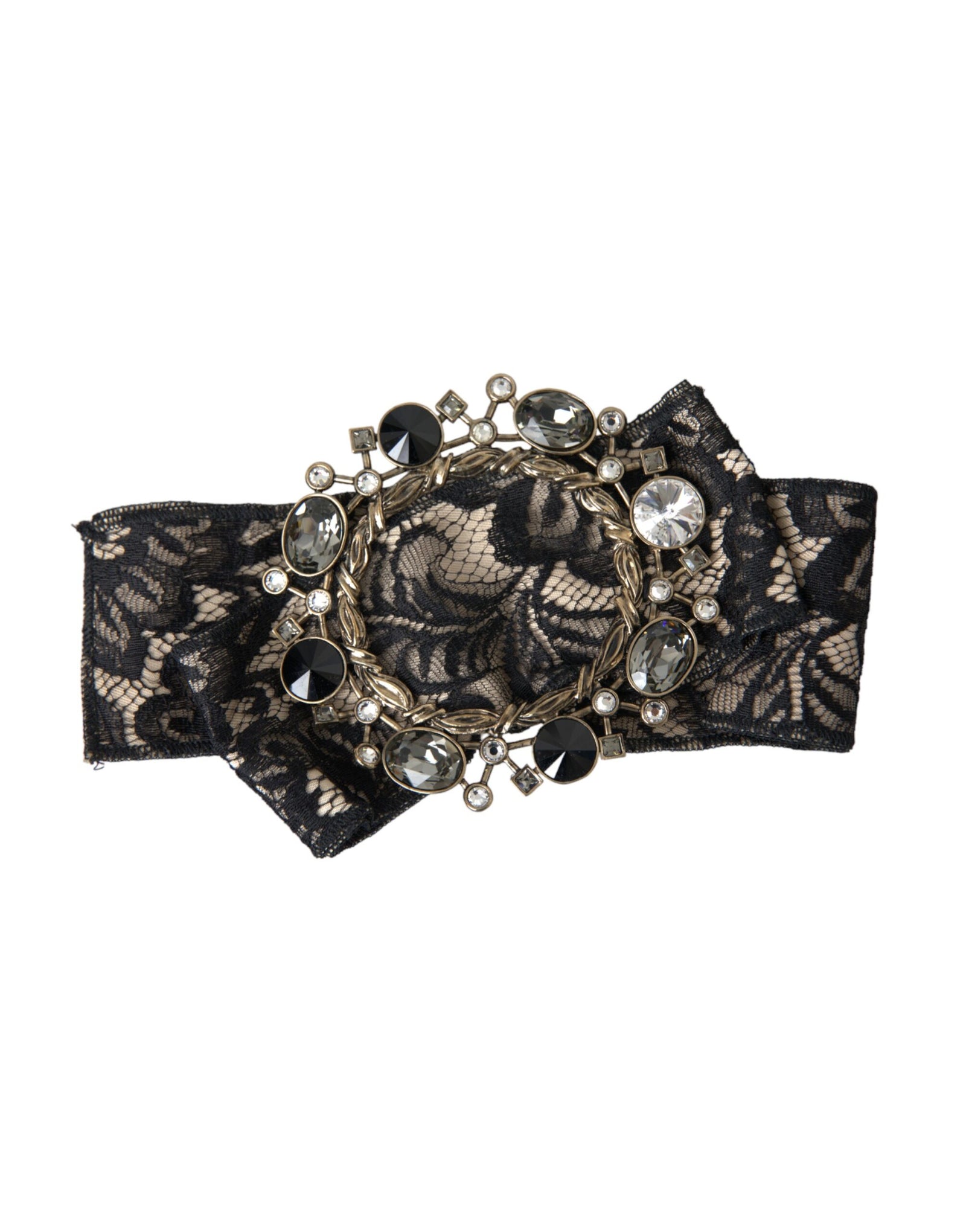 Épingle à cheveux Dolce & Gabbana en dentelle noire et cristal faite à la main