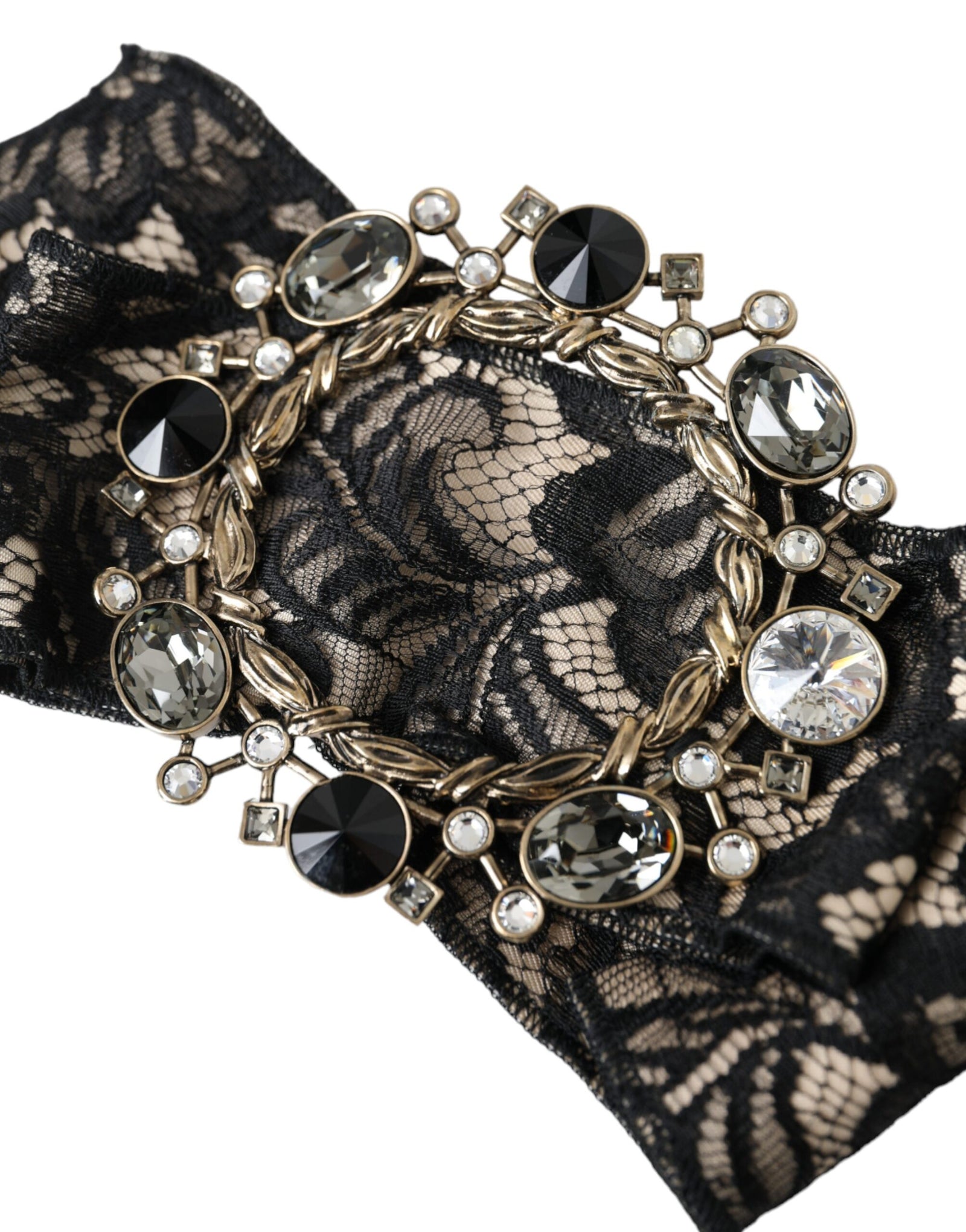 Épingle à cheveux Dolce & Gabbana en dentelle noire et cristal faite à la main