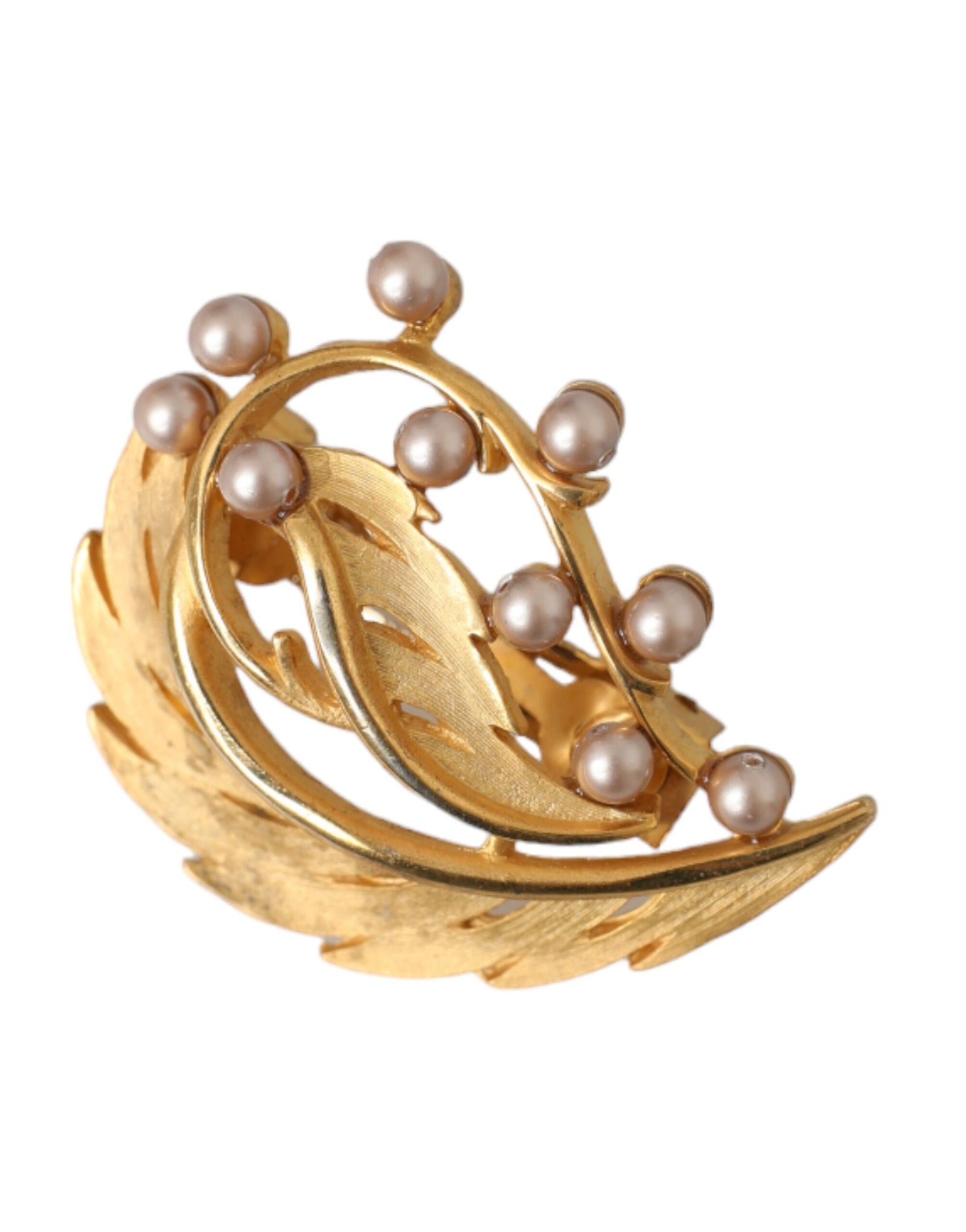 Broche à cheveux Dolce & Gabbana en laiton doré ornée de feuilles