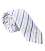 Dolce &amp; Gabbana White Blue Stripes Silk Adjustable Tie
