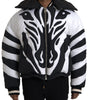 Dolce & Gabbana Black White Stripes Hooded Puffer Jacket