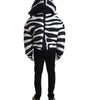 Dolce & Gabbana Black White Stripes Hooded Puffer Jacket