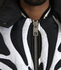 Dolce & Gabbana Black White Stripes Hooded Puffer Jacket