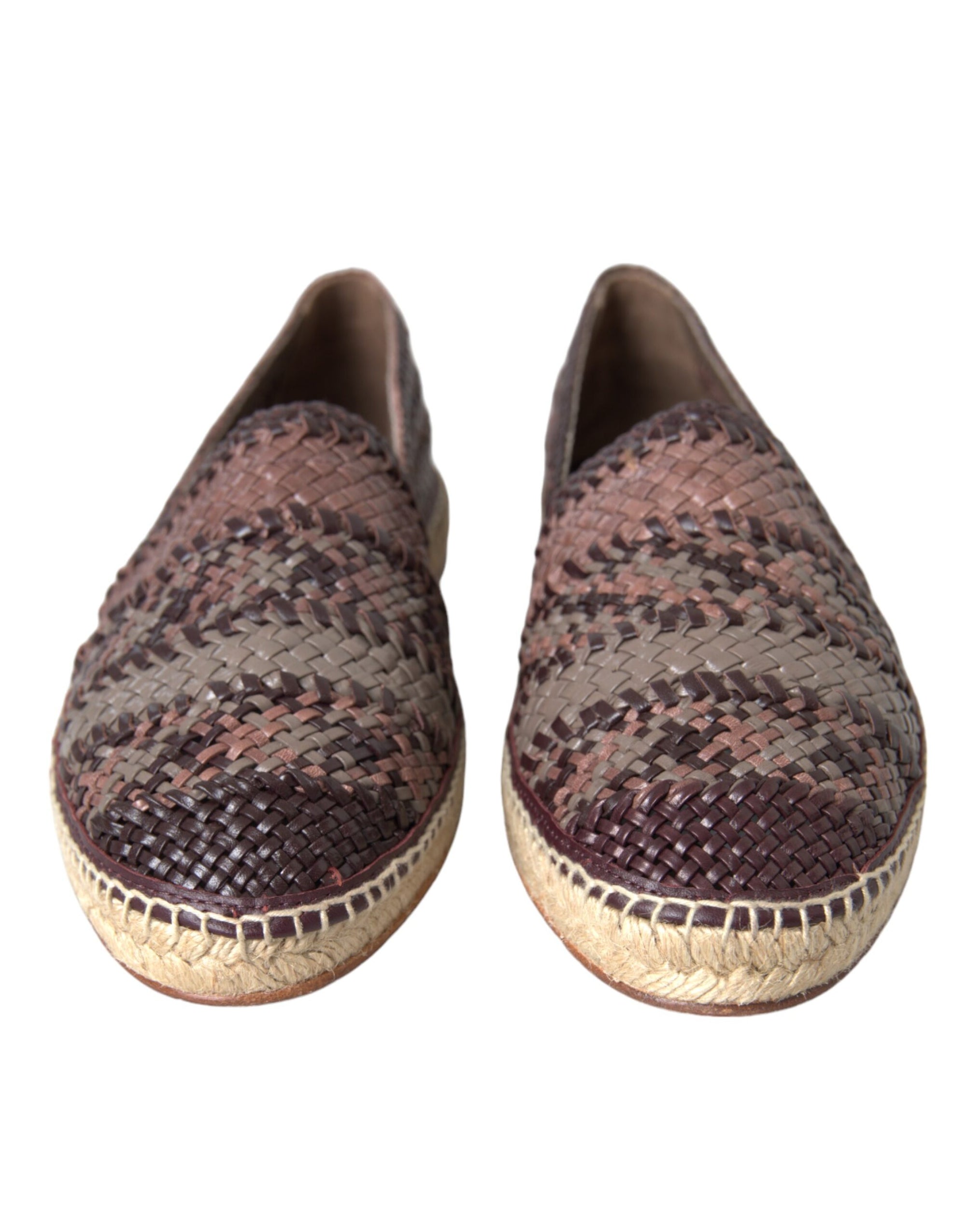 Chaussures plates espadrilles en cuir de buffle marron Dolce &amp; Gabbana