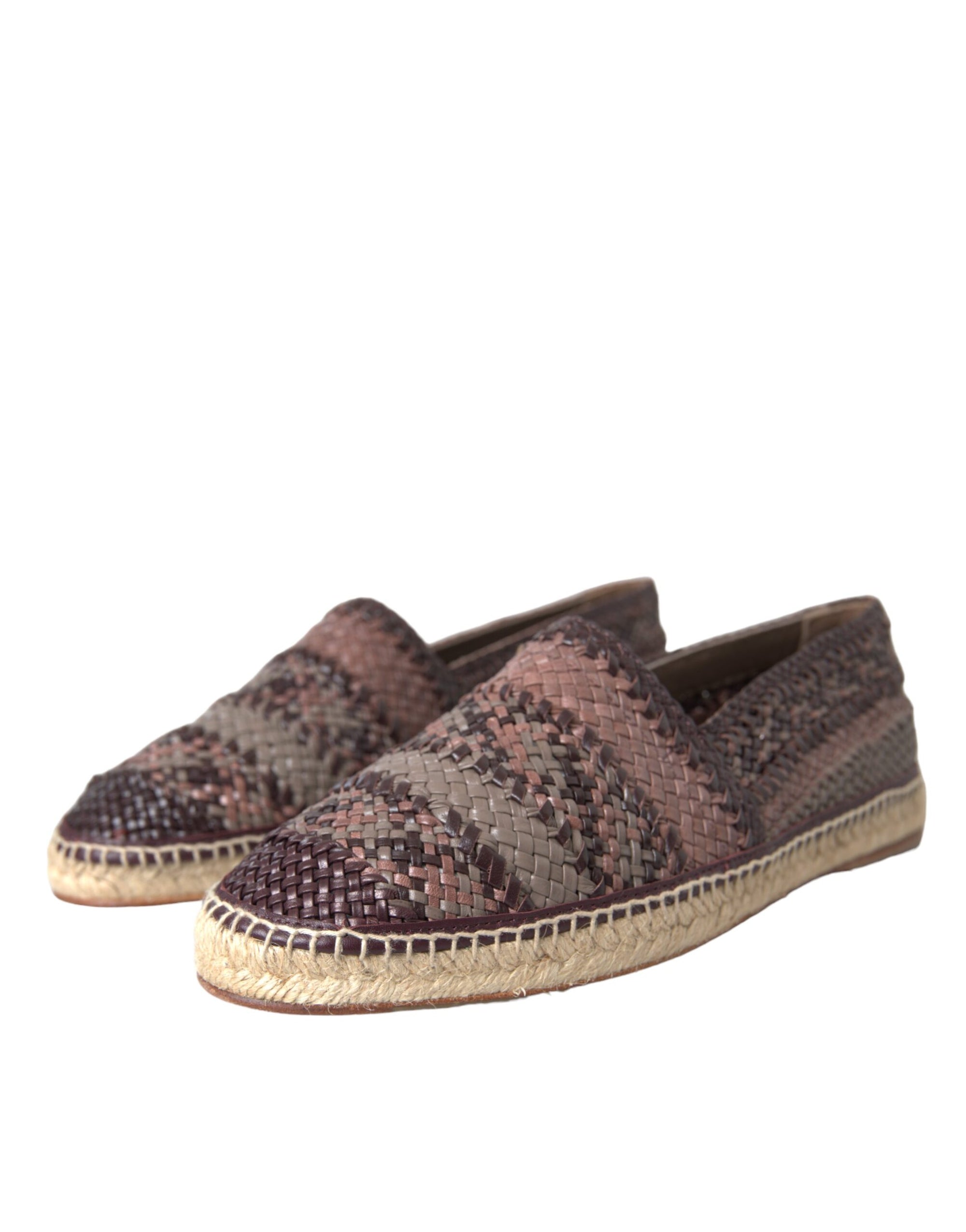 Chaussures plates espadrilles en cuir de buffle marron Dolce &amp; Gabbana