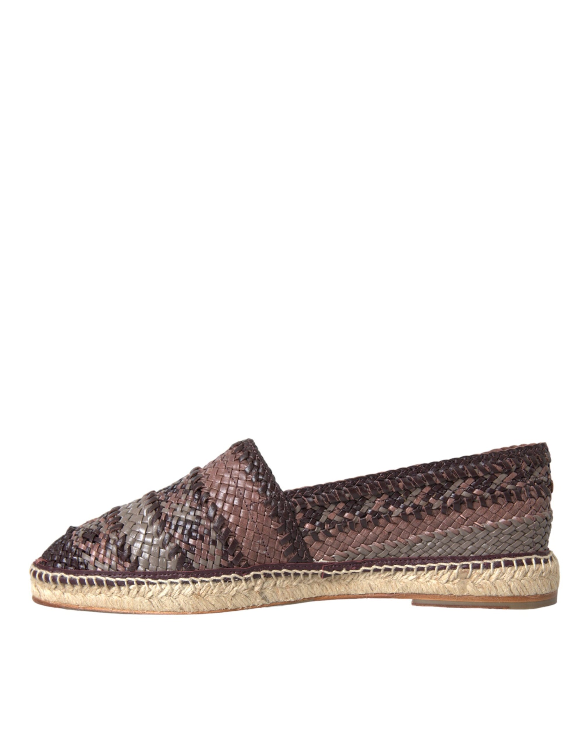 Chaussures plates espadrilles en cuir de buffle marron Dolce &amp; Gabbana