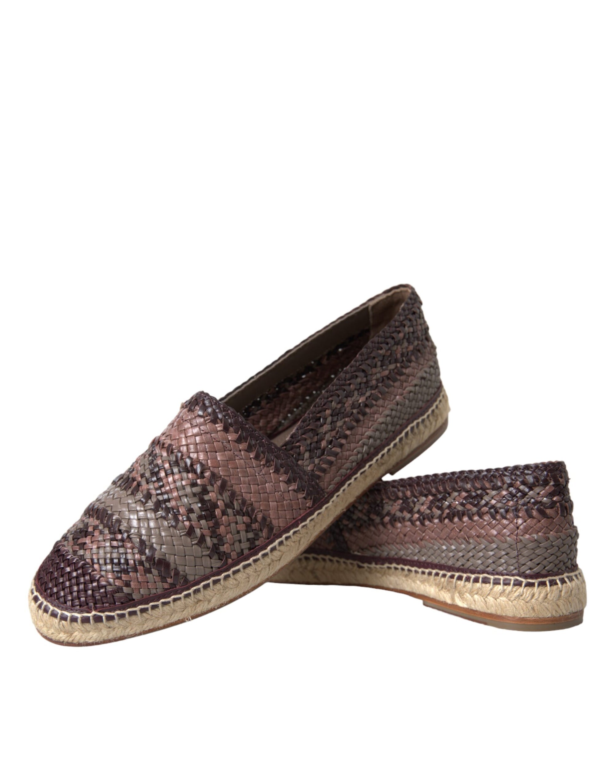 Chaussures plates espadrilles en cuir de buffle marron Dolce &amp; Gabbana