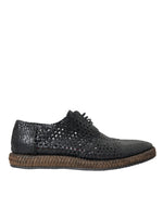 Chaussures Derby à lacets en cuir de chèvre tressé noir Dolce &amp; Gabbana