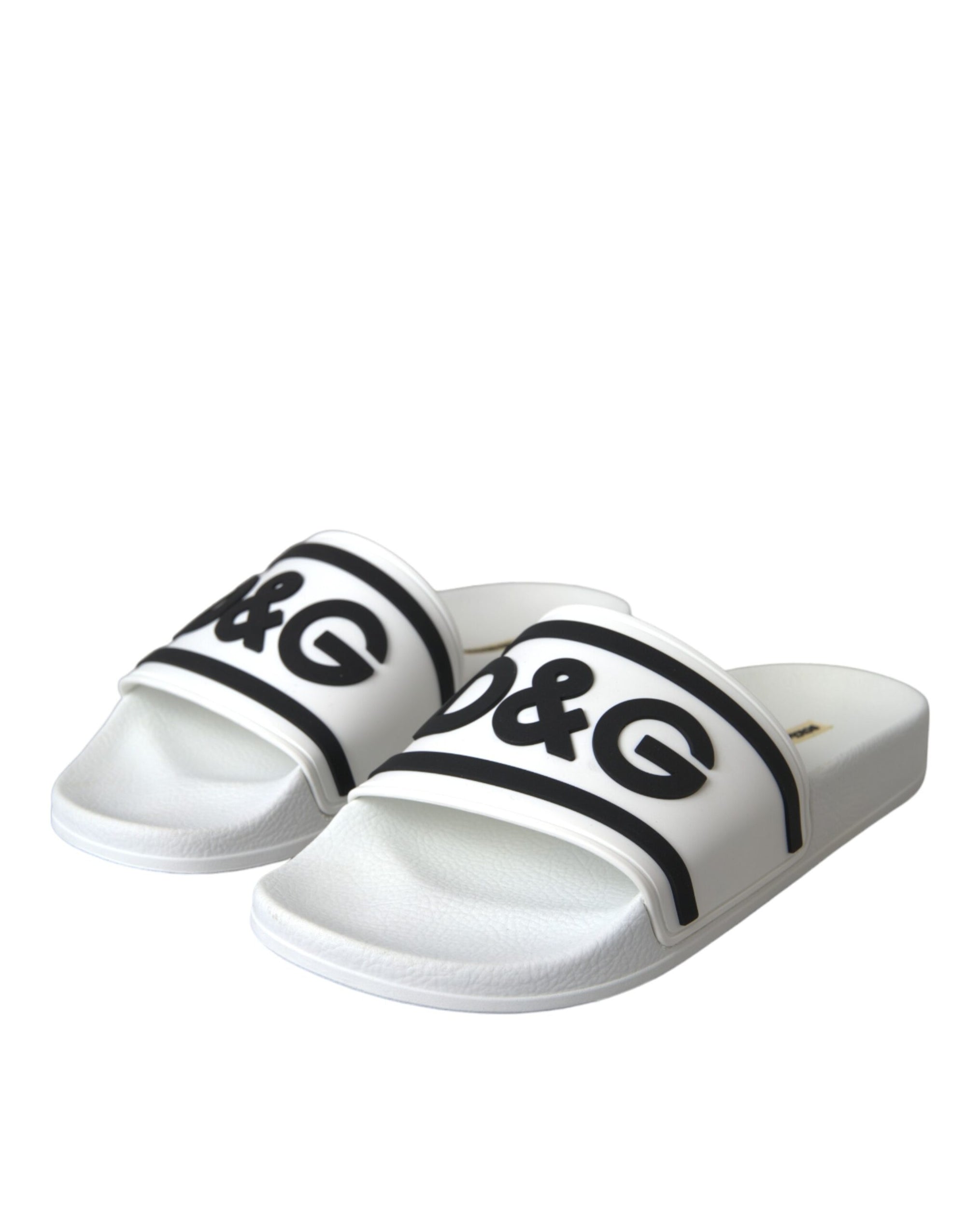 Sandales Dolce &amp; Gabbana blanches et noires en caoutchouc pour la plage