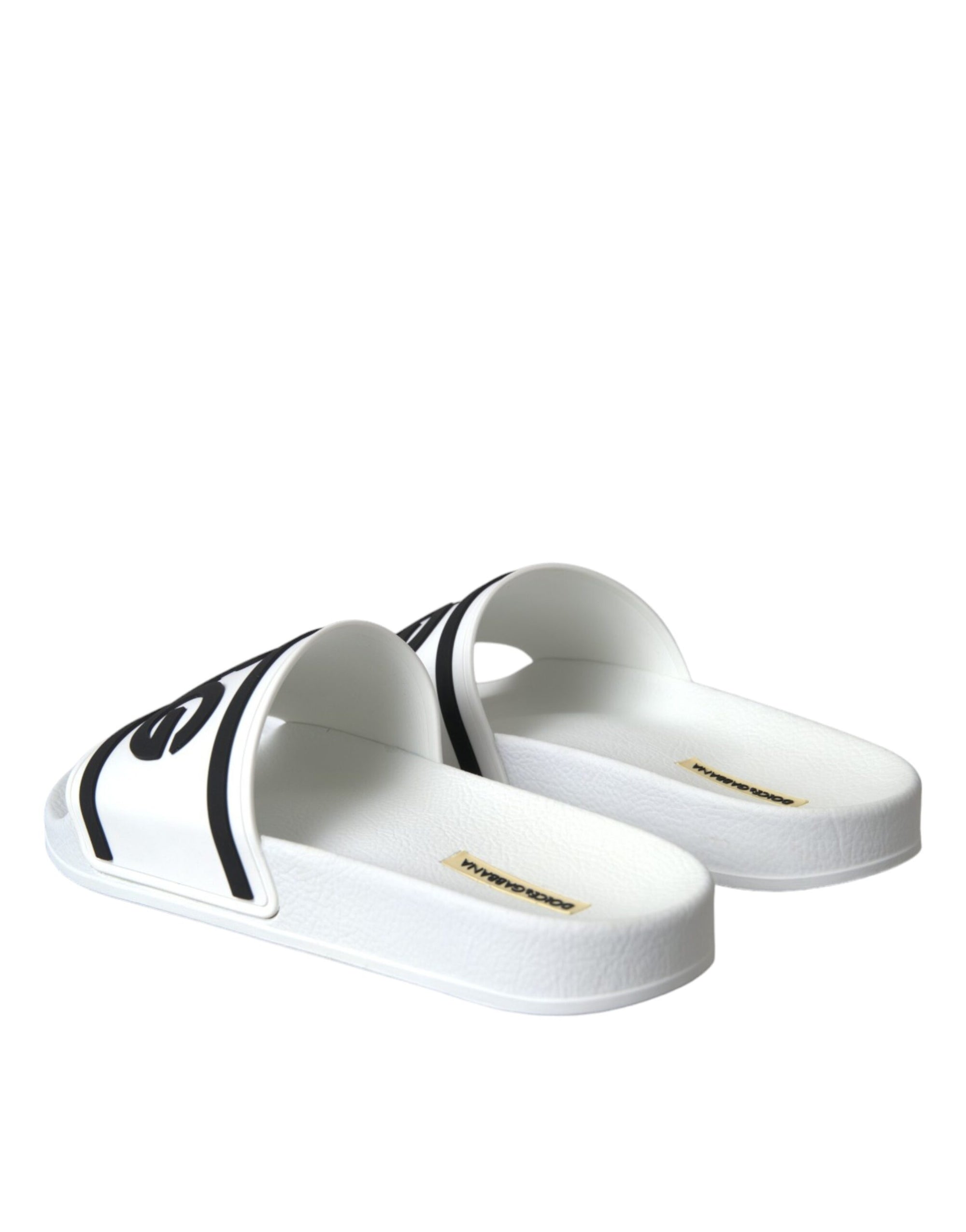 Sandales Dolce &amp; Gabbana blanches et noires en caoutchouc pour la plage
