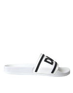 Sandales Dolce &amp; Gabbana blanches et noires en caoutchouc pour la plage