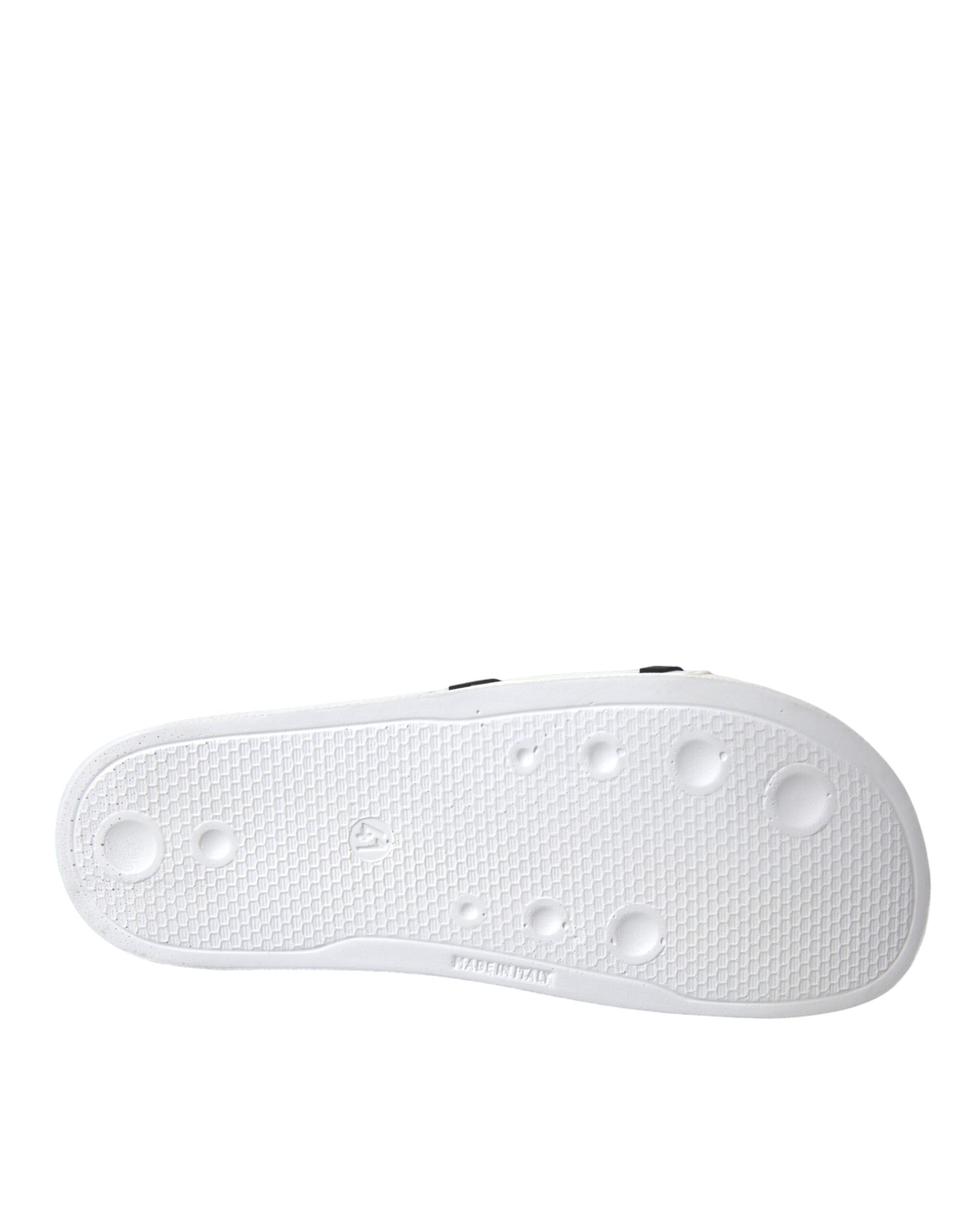 Sandales Dolce &amp; Gabbana blanches et noires en caoutchouc pour la plage
