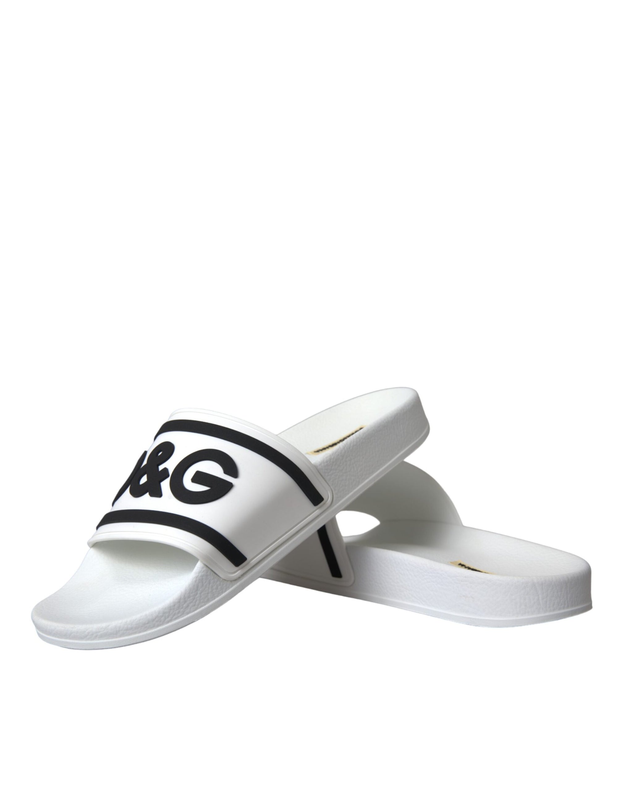 Sandales Dolce &amp; Gabbana blanches et noires en caoutchouc pour la plage