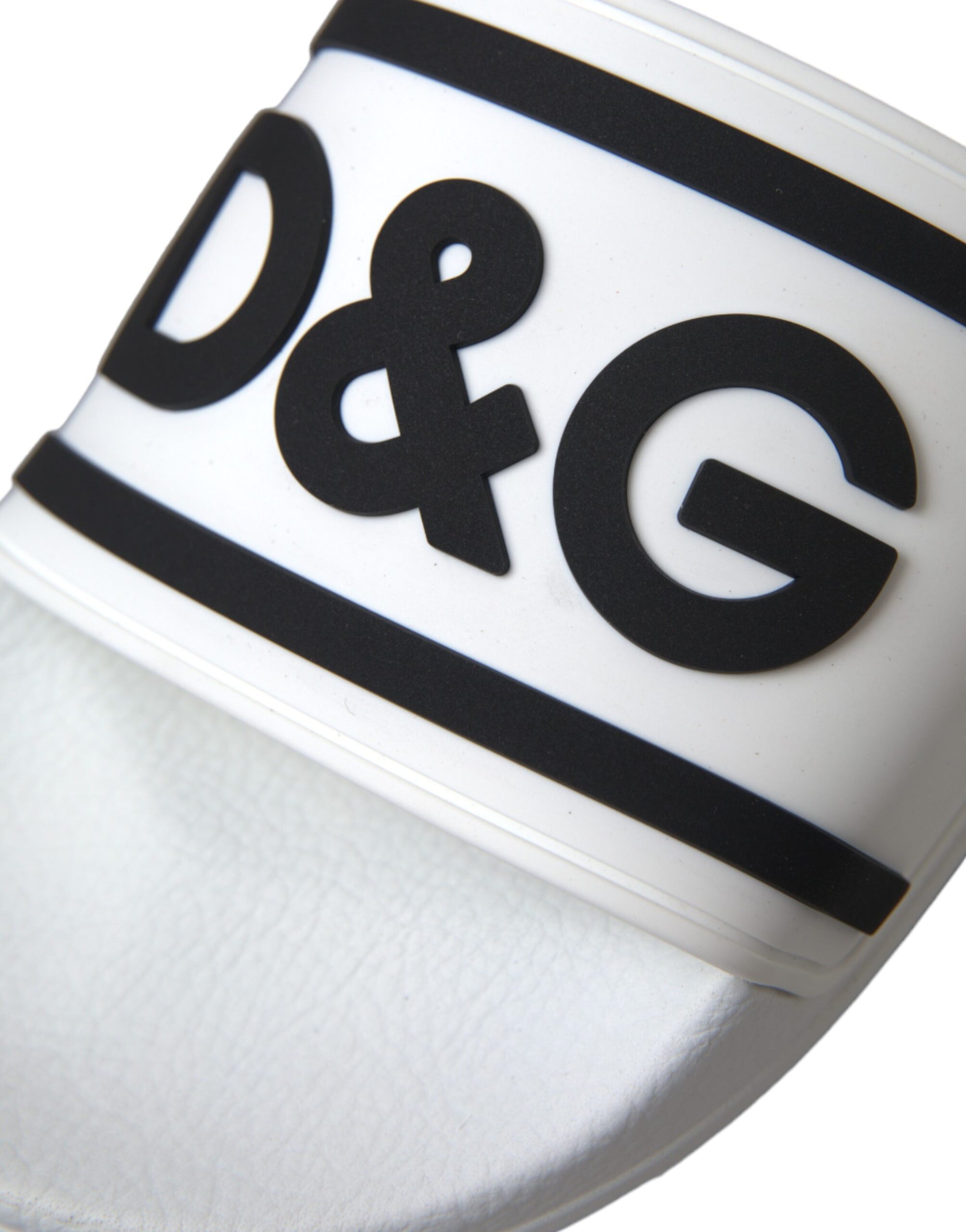 Sandales Dolce &amp; Gabbana blanches et noires en caoutchouc pour la plage