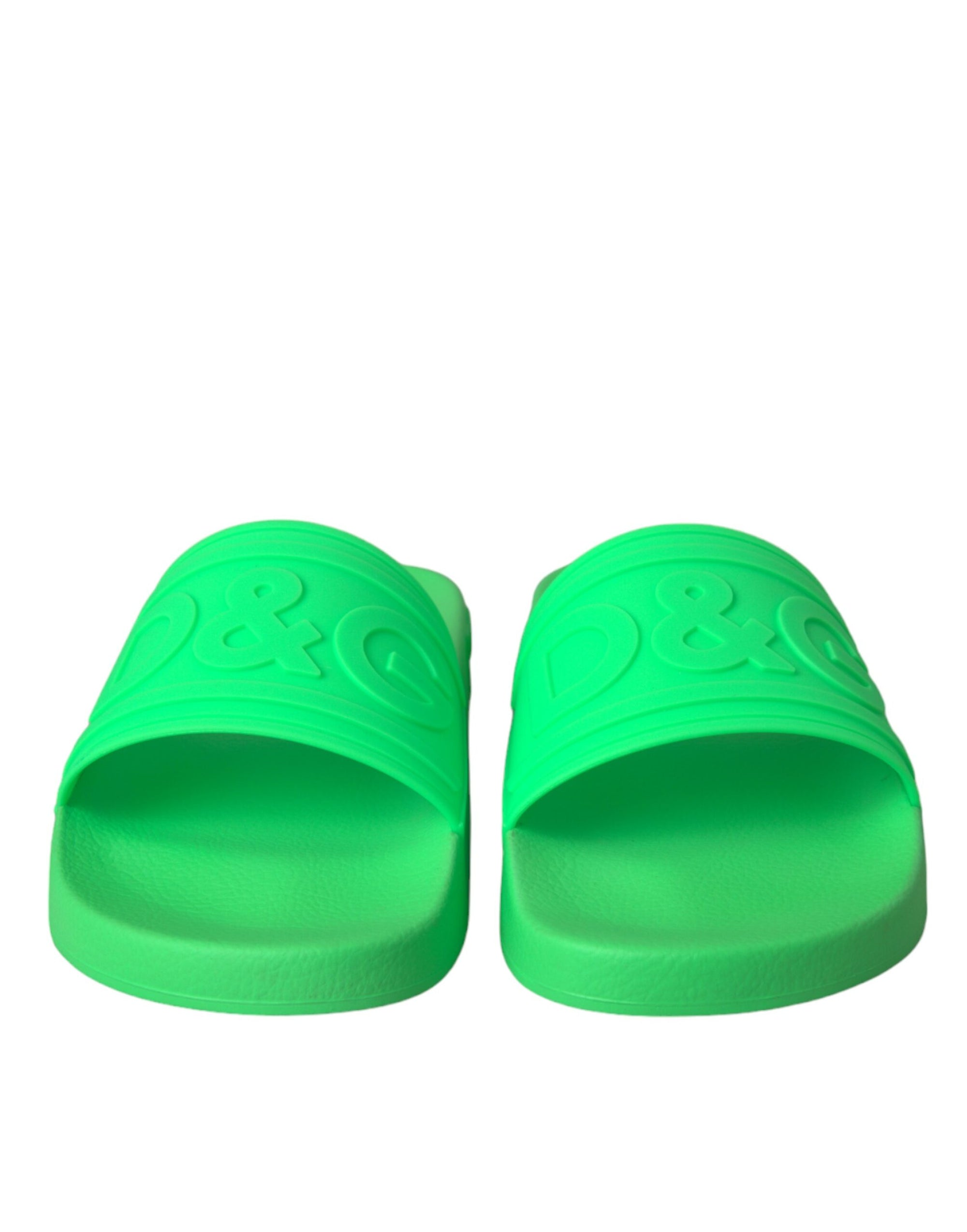 Sandales à enfiler en cuir vert Dolce &amp; Gabbana, chaussures de plage