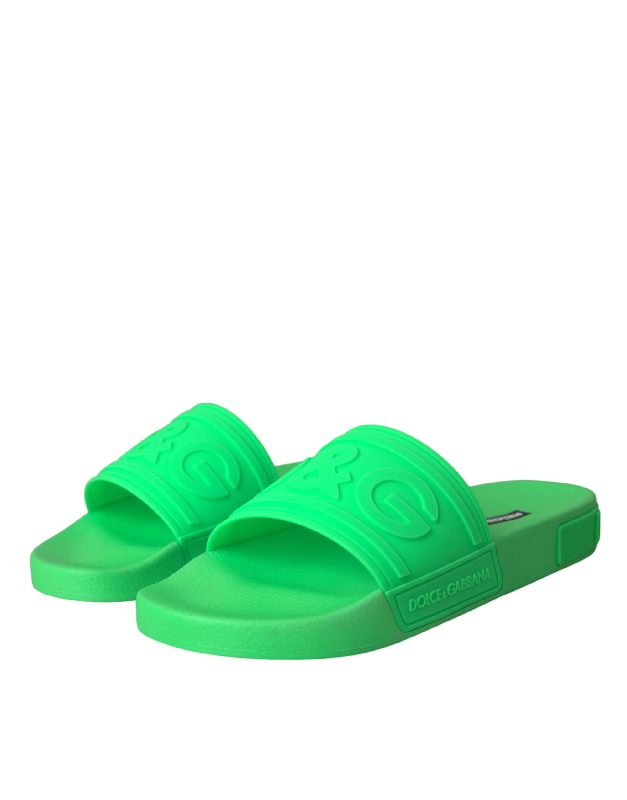 Sandales à enfiler en cuir vert Dolce &amp; Gabbana, chaussures de plage