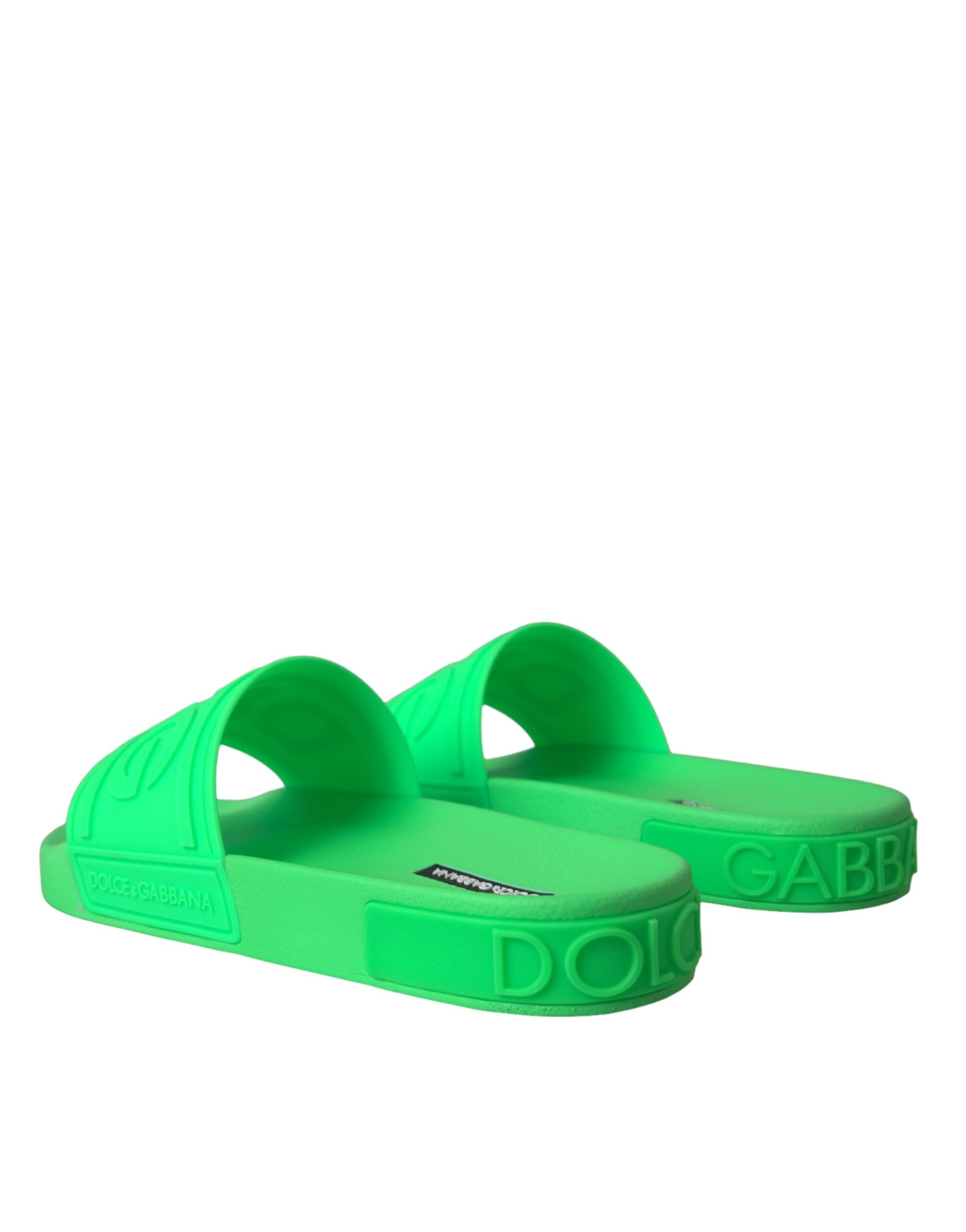 Sandales à enfiler en cuir vert Dolce &amp; Gabbana, chaussures de plage