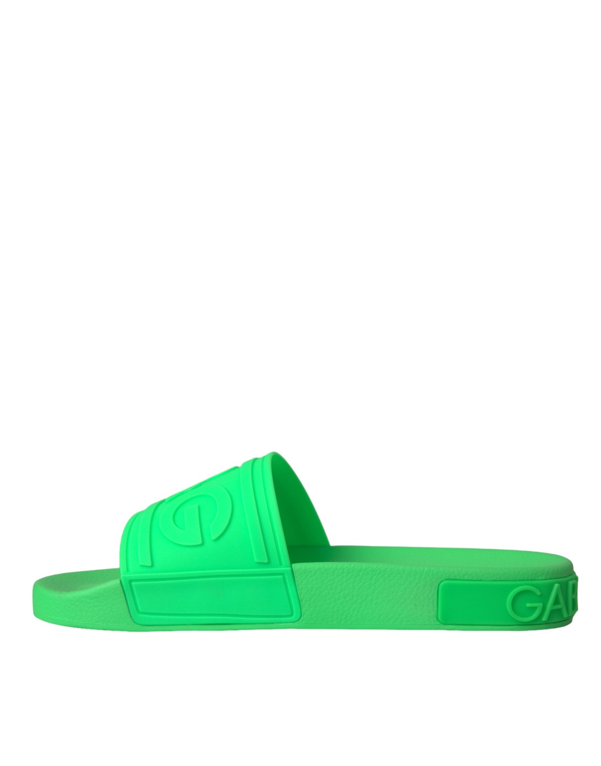 Sandales à enfiler en cuir vert Dolce &amp; Gabbana, chaussures de plage