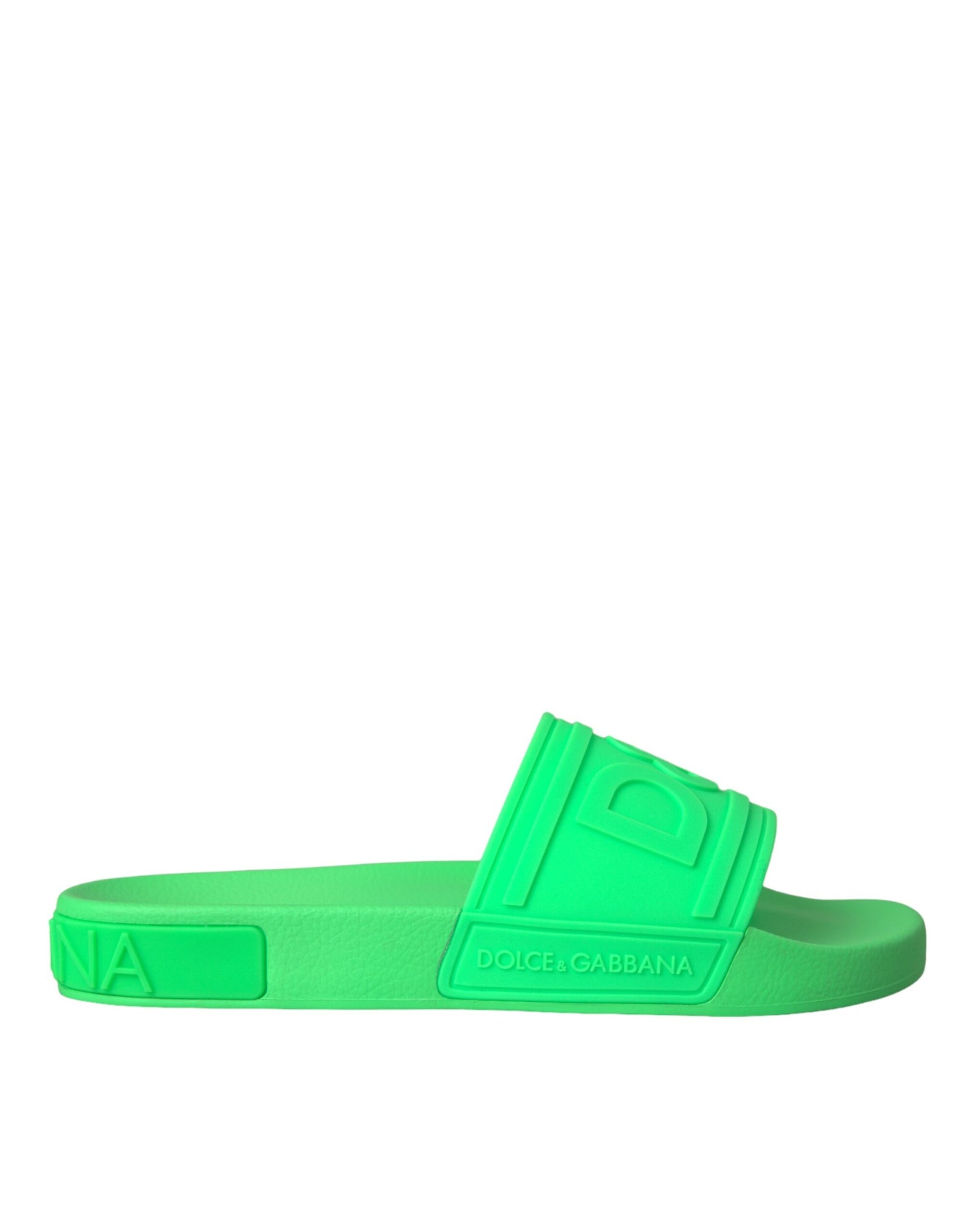 Sandales à enfiler en cuir vert Dolce &amp; Gabbana, chaussures de plage