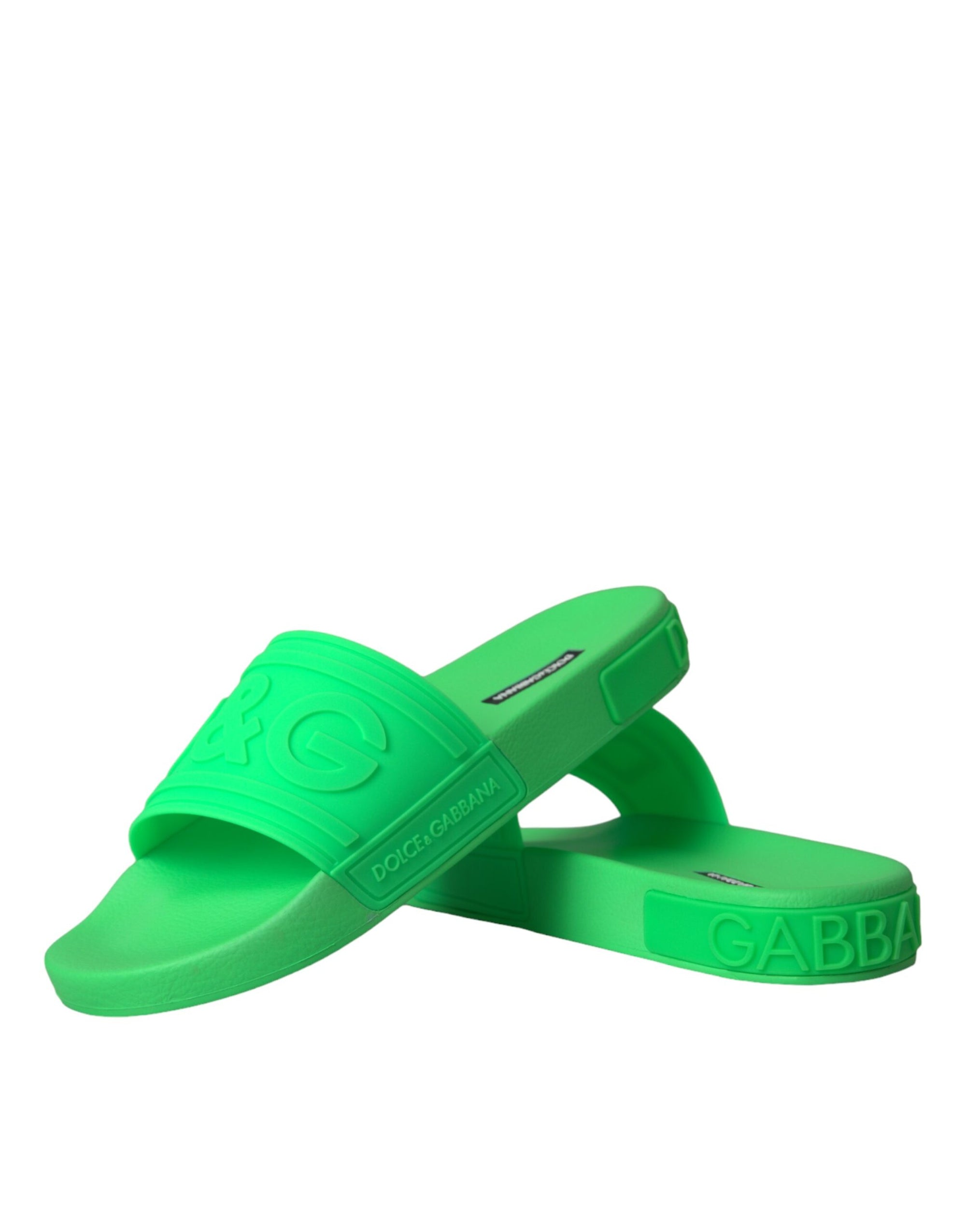 Sandales à enfiler en cuir vert Dolce &amp; Gabbana, chaussures de plage