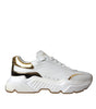 Dolce & Gabbana White Gold DAYMASTER Leather Sneakers Shoes