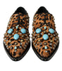 Chaussures Broque en cristal et cheveux léopard marron Dolce &amp; Gabbana