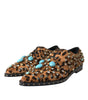 Chaussures Broque en cristal et cheveux léopard marron Dolce &amp; Gabbana
