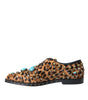 Chaussures Broque en cristal et cheveux léopard marron Dolce &amp; Gabbana