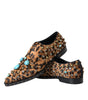 Chaussures Broque en cristal et cheveux léopard marron Dolce &amp; Gabbana