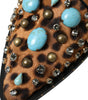 Chaussures Broque en cristal et cheveux léopard marron Dolce &amp; Gabbana