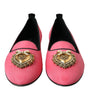 Dolce & Gabbana Pink Velvet Slip On Loafers Flats Shoes