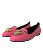 Dolce & Gabbana Pink Velvet Slip On Loafers Flats Shoes