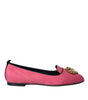 Dolce & Gabbana Pink Velvet Slip On Loafers Flats Shoes