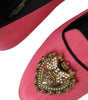 Dolce & Gabbana Pink Velvet Slip On Loafers Flats Shoes