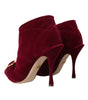 Dolce & Gabbana Dark Red Velvet Devotion Buckle Boots Shoes