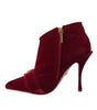 Dolce & Gabbana Dark Red Velvet Devotion Buckle Boots Shoes